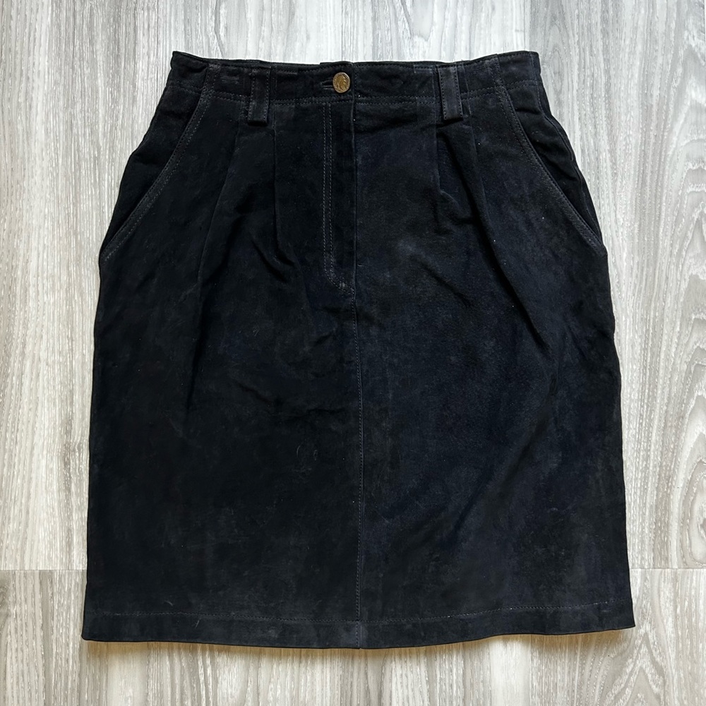 Vintage Bagatelle Genuine Leather Black Mini Skirt